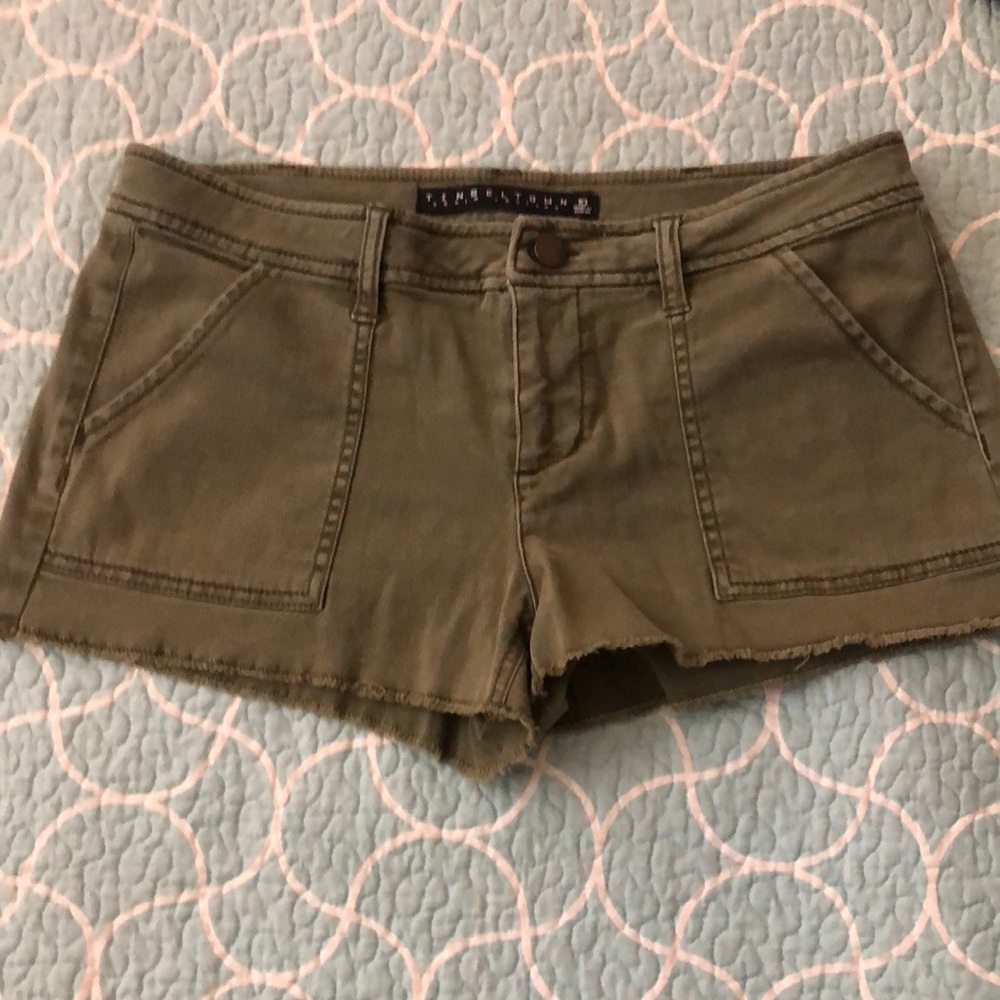 Army Green cut off Tinseltown Denim Couture shorts